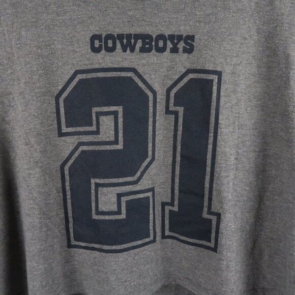 COWBOYS HER STYLE GREY #21 ELLIOTT ROUND NECK SHORT SLEEVE CROP TOP SIZE L - Picture 3 of 6